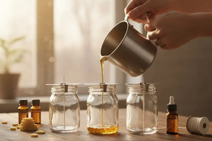 Natural Beeswax Candles- Using a natural beeswax candles making kit, pour candles into reused glass containers. Add essential oils for fragrance if desired. They burn cleaner and longer than paraffin candles.