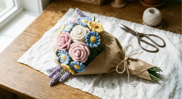 How to Arrange Crochet Flowers into a Bouquet (Without Redoing Everything)